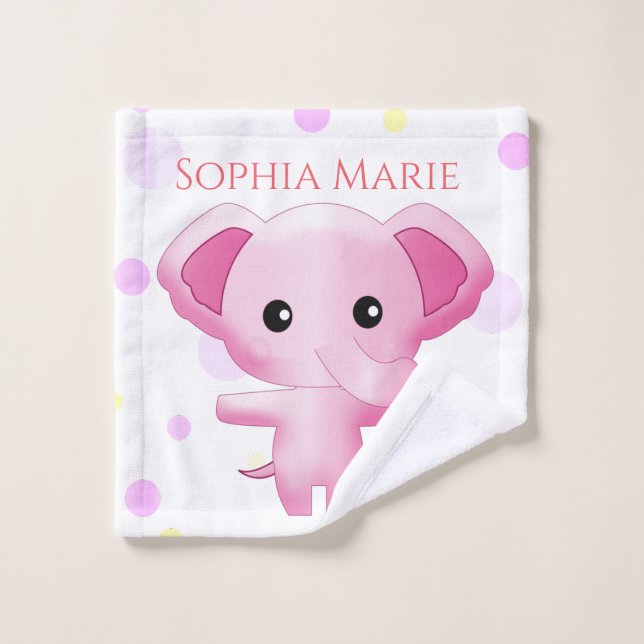 Petite fille rose adorable Eléphant (Gant de toilette)