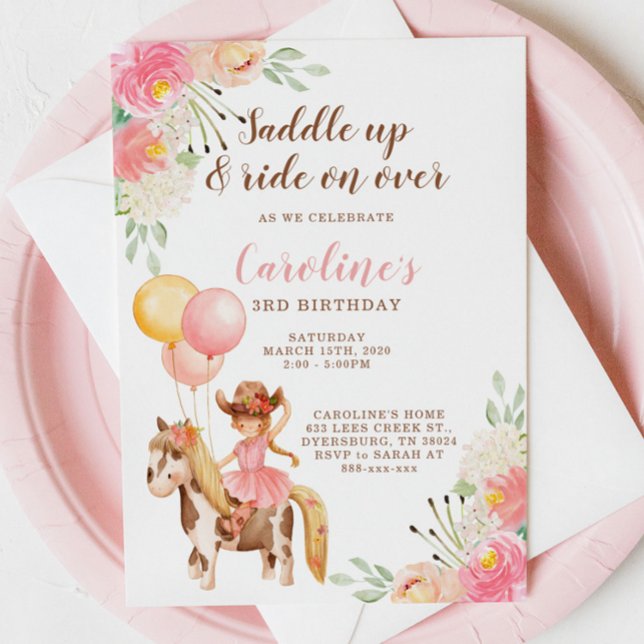 Petite fille Saddle Up Anniversaire Invitation (Créateur téléchargé)
