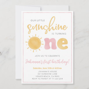 Petite fille Sunshine Invitation de fête d'anniver