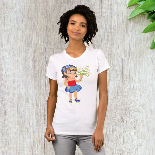 Petite fille tenant des marguerites T-shirt femme