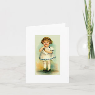 Petite fille vintage - Cheveux bouclés - Carte à n