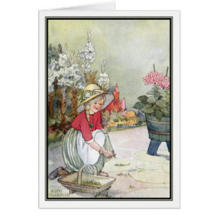Petite fille vintage faisant du jardinage par Anne