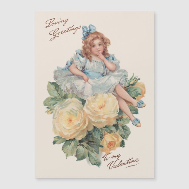 Petite fille Vintage, Rose et Valentine salutation (Devant)