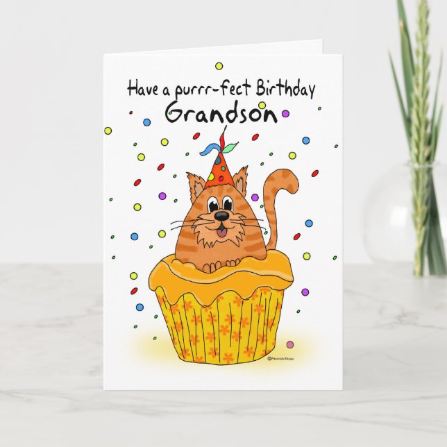 petite-fils carte d'anniversaire avec ginger cupca (Devant)