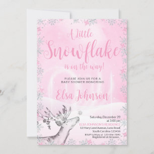 Petite Flamme de neige rose Invitation Baby shower