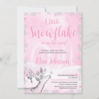 Petite Flamme de neige rose Invitation Baby shower