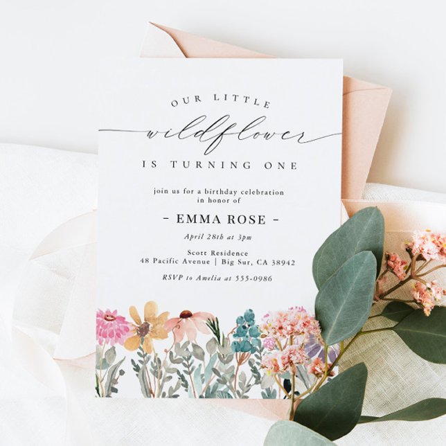 Petite Fleur Fleur sauvage Invitation Anniversaire (Créateur téléchargé)
