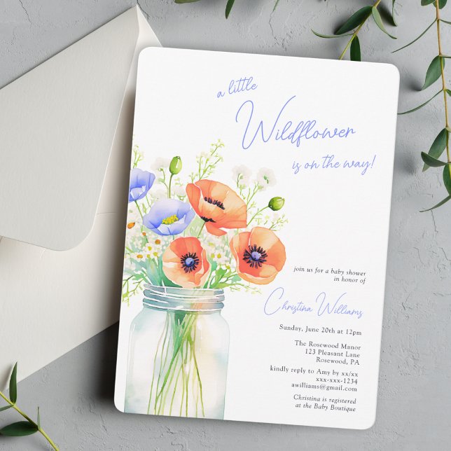 Petite Fleur sauvage Invitation Baby shower fille (Créateur téléchargé)