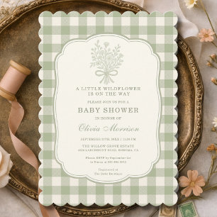 Petite Fleur Sauvage Invitation Baby Shower Vert S