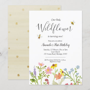 Petite fleur sauvage invitation d'anniversaire fil