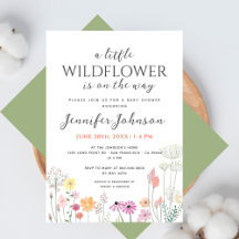 Petite Fleur Sauvage Invitation Simple pour Baby S