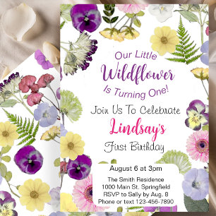 Petite Fleur sauvage Thème Anniversaire Invitation
