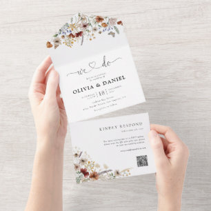 Petite Fleur sauvage tout en un mariage Invitation
