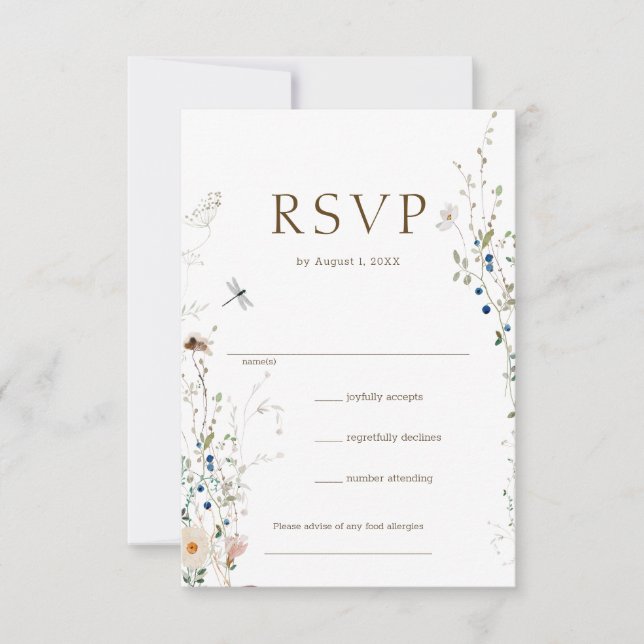 Petite Fleur sauvage Wedding RSVP (Devant)