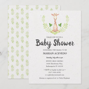 Petite Giraffe Baby shower invitation