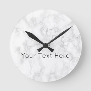 Petite horloge ronde acrylique de marbre blanche