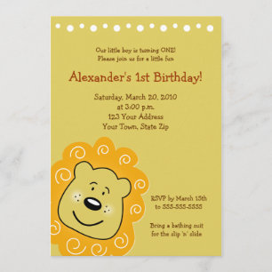 Petite invitation 5 x 7 d'ANNIVERSAIRE de lion de