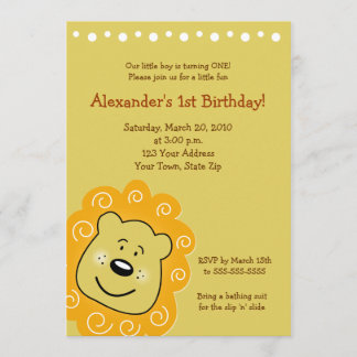 Petite invitation 5 x 7 d'ANNIVERSAIRE de lion de