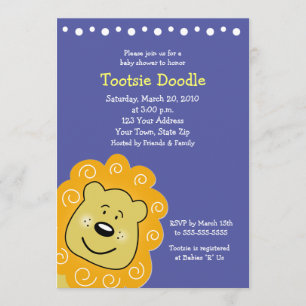 Petite invitation 5 x 7 de baby shower de lion de