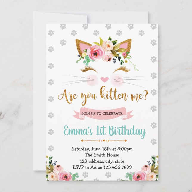 Petite invitation à fêter l'anniversaire du chat (Devant)