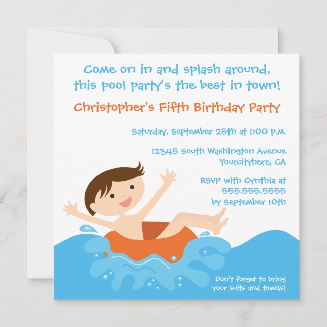 Petite invitation à la fête d'anniversaire de la p (Devant)