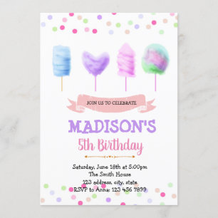 Petite invitation à l'anniversaire des bonbons en 