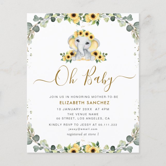 petite invitation au baby shower de tournesol d'él (Devant)