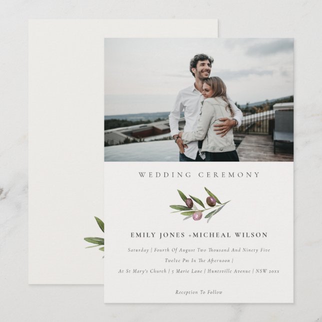 Petite invitation au mariage avec photo de la bran (Devant / Derrière)