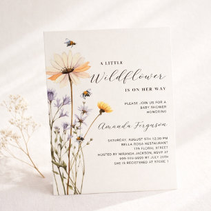 Petite invitation baby shower budget fleur sauvage