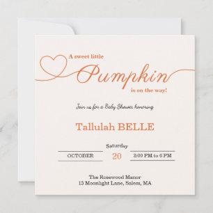Petite invitation Baby shower Citrouille - Bow ros