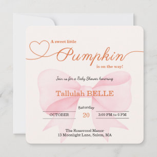Petite invitation Baby shower Citrouille - Bow ros