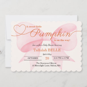 Petite invitation Baby shower Citrouille - Bow ros