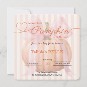 Petite invitation Baby shower Citrouille - Bow ros