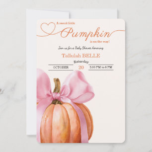Petite invitation Baby shower Citrouille - Bow ros