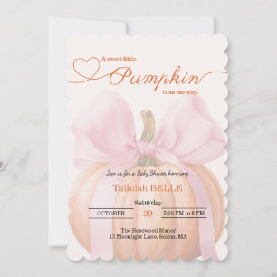 Petite invitation Baby shower Citrouille - Bow ros
