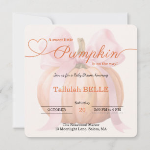 Petite invitation Baby shower Citrouille - Bow ros