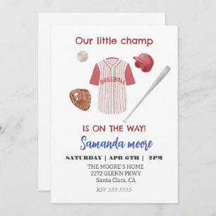 Petite invitation baby shower de baseball champ