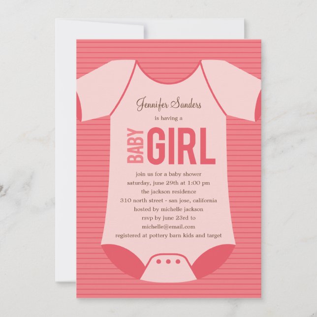 Petite Invitation Baby shower - Fille (Devant)
