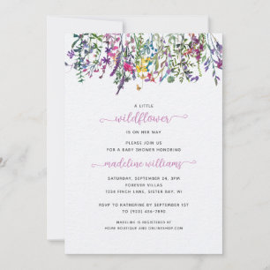 Petite invitation Baby shower Fleur sauvage