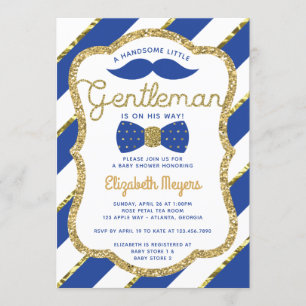 Petite Invitation Baby shower Gentleman, Faux Gold