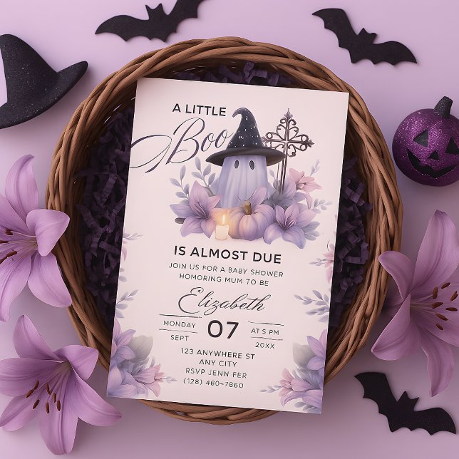 Petite invitation baby shower Halloween Purple (little boo baby shower invitation, Halloween Flyer Baby Shower, Little Boo Invitation Little Boo Bab)
