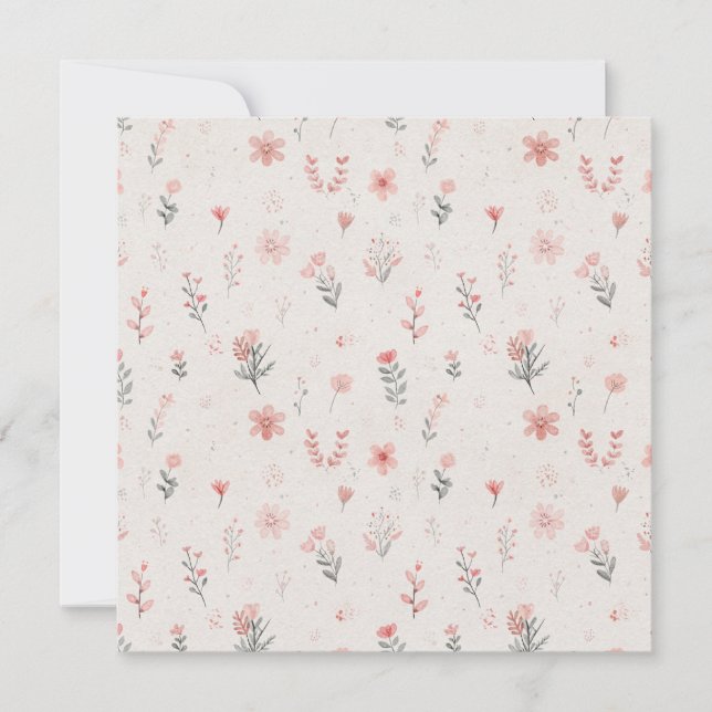 Petite invitation carrée à motif floral (Devant)
