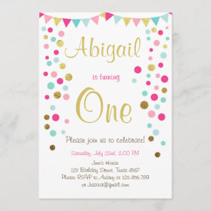 Petite invitation d'anniversaire à la menthe rose