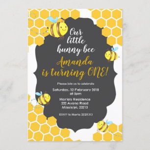 Petite invitation d'anniversaire d'abeille pour le