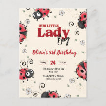 Petite invitation d'anniversaire de coccinelle