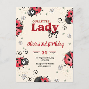 Petite invitation d'anniversaire de coccinelle