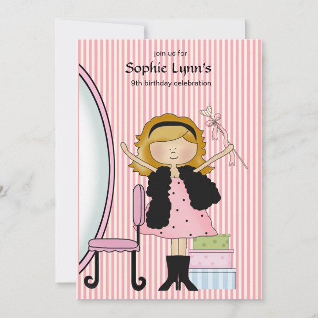 Petite invitation d'anniversaire de diva (Devant)