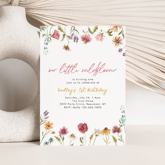 Petite invitation d'anniversaire Fleur sauvage | A (Créateur téléchargé)