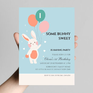 Petite invitation d'anniversaire lapin doux petit