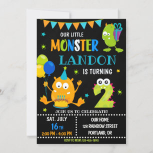 Petite invitation d'anniversaire monstre garçon